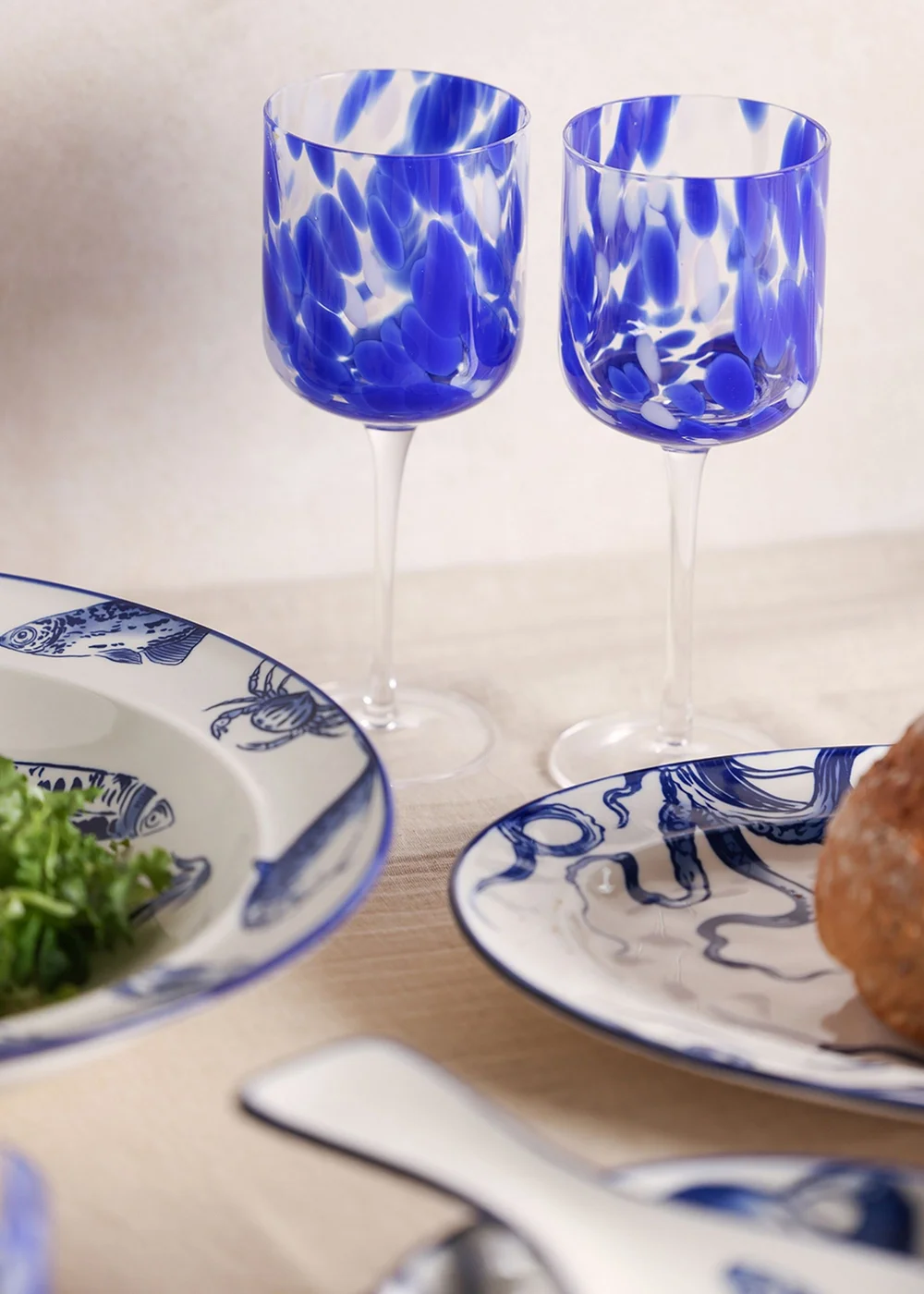 Hestia Blue Tortoise Shell Wine Glasses Set of 2 - One Size Image 4