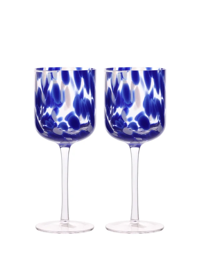 Hestia Blue Tortoise Shell Wine Glasses Set of 2