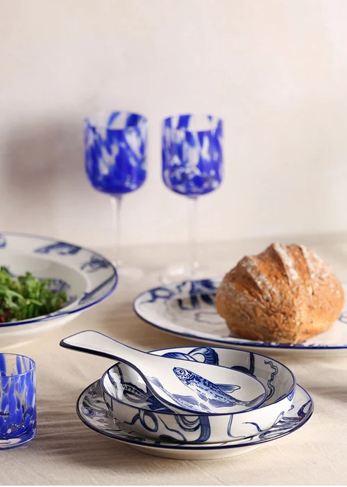 Hestia Blue Salad Bowl Octopus Design - One Size Image 5