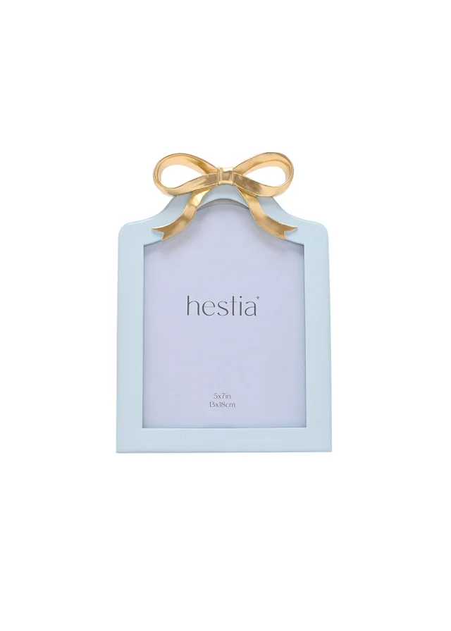 Hestia Soft Blue with Gold Ribbon Photo Frame