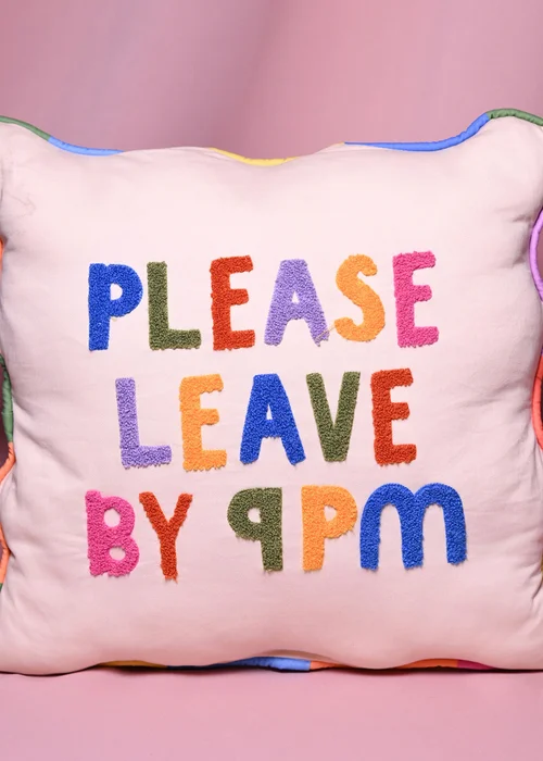 Raspberry Blossom Multi-Coloured Cushion Please Leave By 9 40x40cm - 40cm x 40cm Image 1