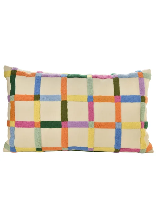 Raspberry Blossom Rectangular Tufted Cotton Patterned Cushion 30x48cm - One Size Image 2