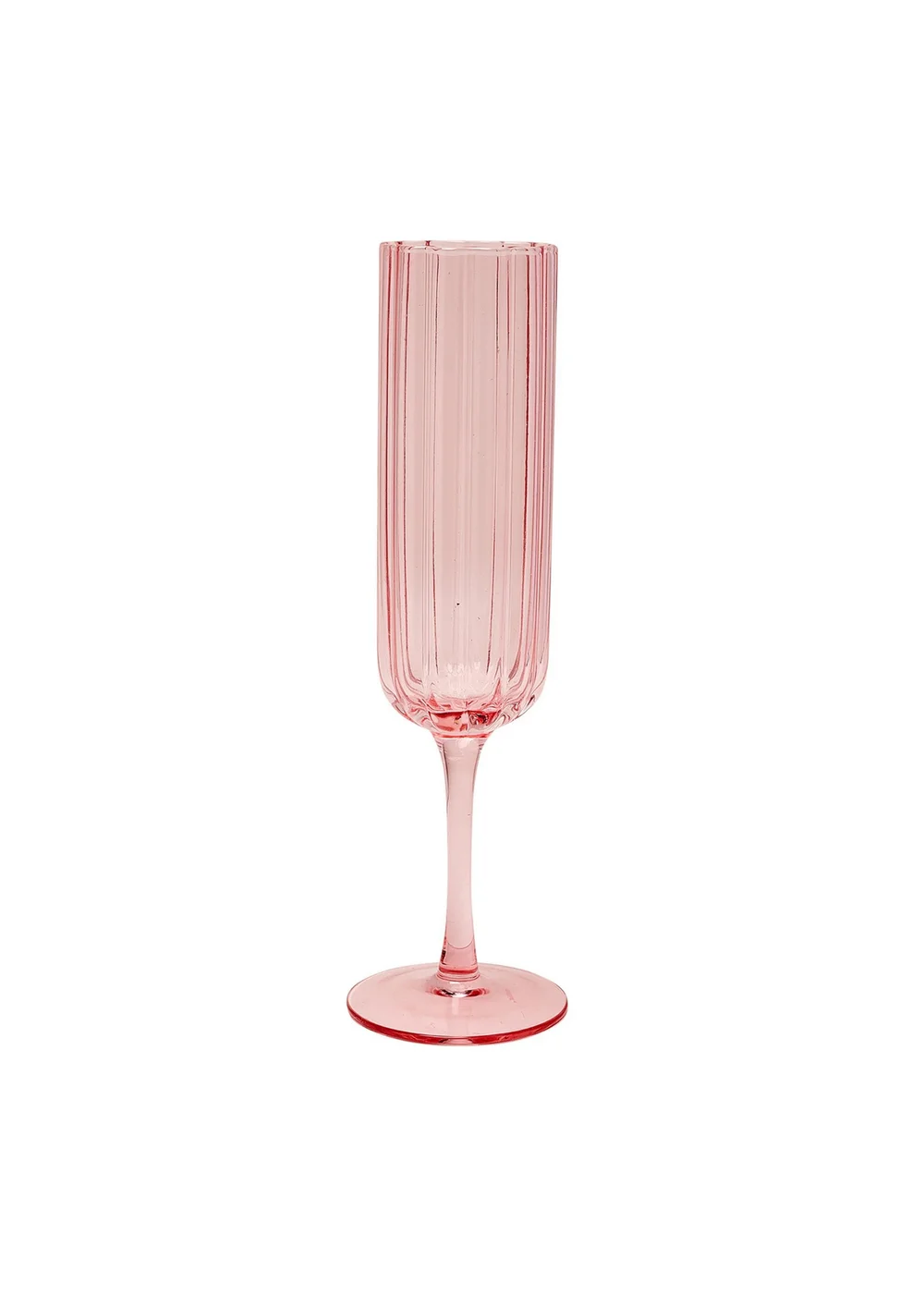 Hestia Bright Pink Scalloped Glass Champagne Flutes Set of 2 - One Size Image 3