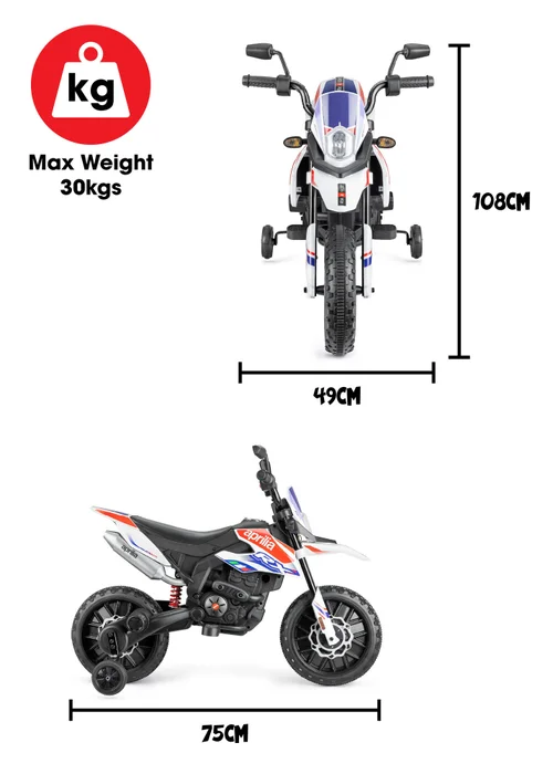 Xootz Aprilia Motorbike 12V Lithium White - One Size Image 5