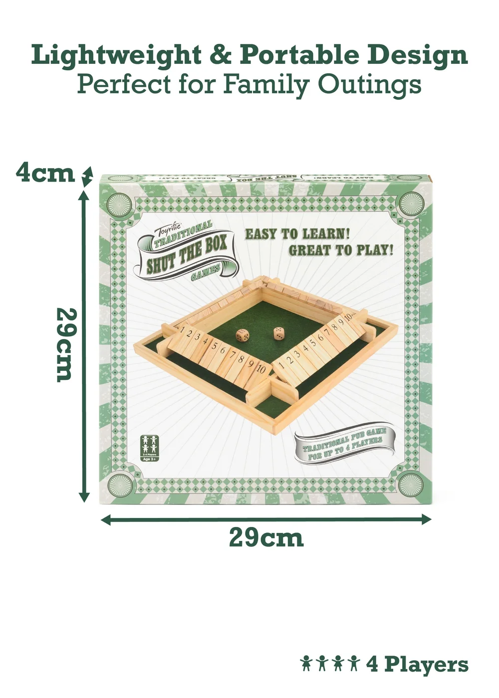 Toyrific 4 Player Shut The Box Brown - One Size Image 4