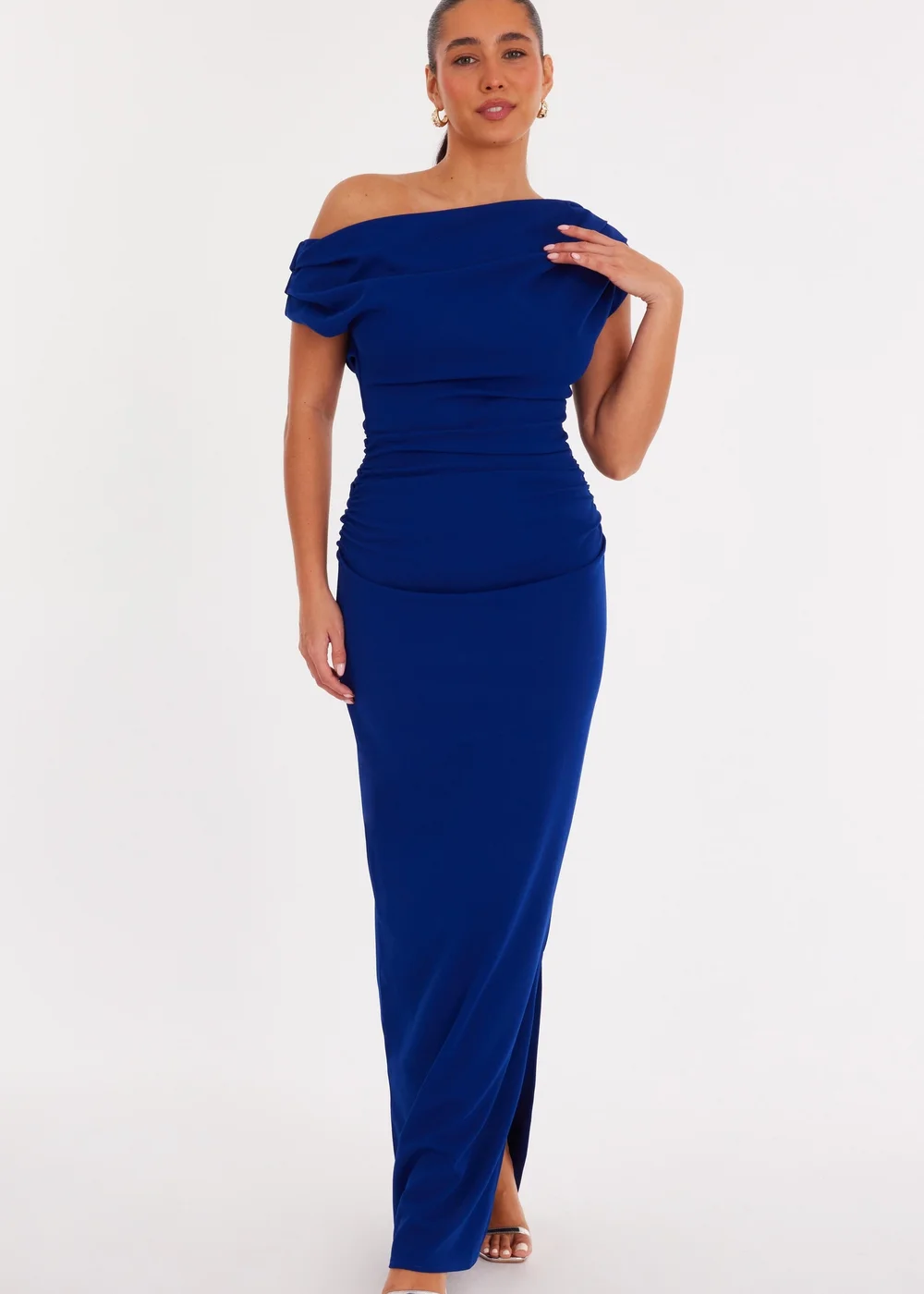 quiz asymmetric dress Quiz Velvet Asymmetric Cowl Maxi Dress In Black - 30% Off