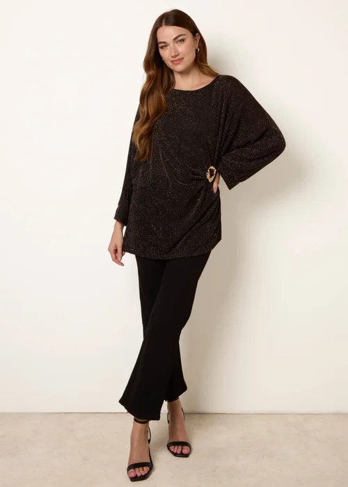 Blue Vanilla Black Buckle Metallic Top - One Size Image 2
