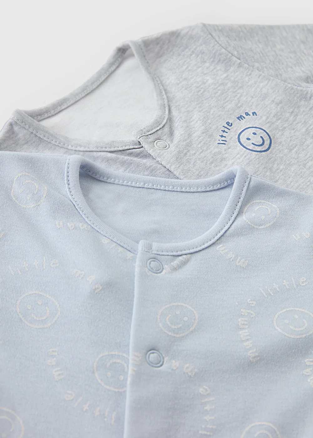 2 Pack Baby Blue Little Man Sleepsuits (0-23mths) - First Size Image 2