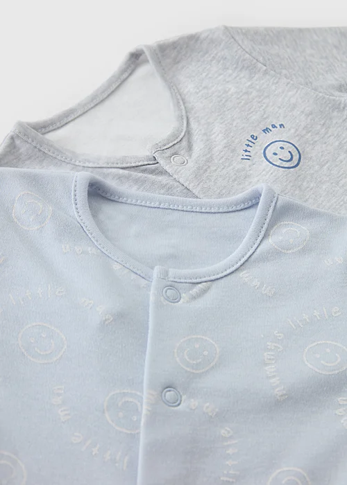 2 Pack Baby Blue Little Man Sleepsuits (0-23mths) - First Size Image 2