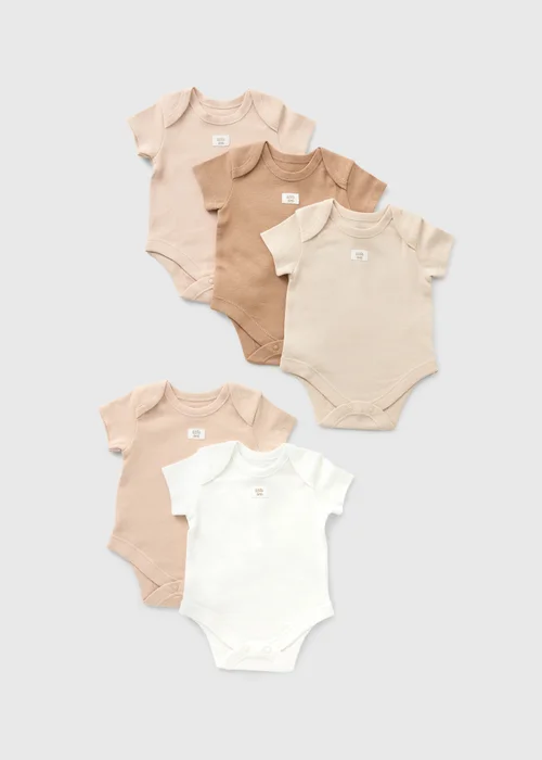 5 Pack Baby Brown Little One Bodysuits (0-23mths) - First Size Image 1