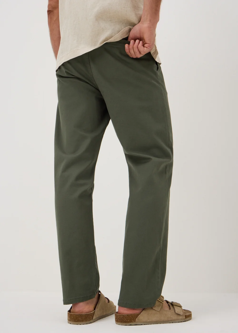 Khaki Pleated Chinos - 32 R Image 3
