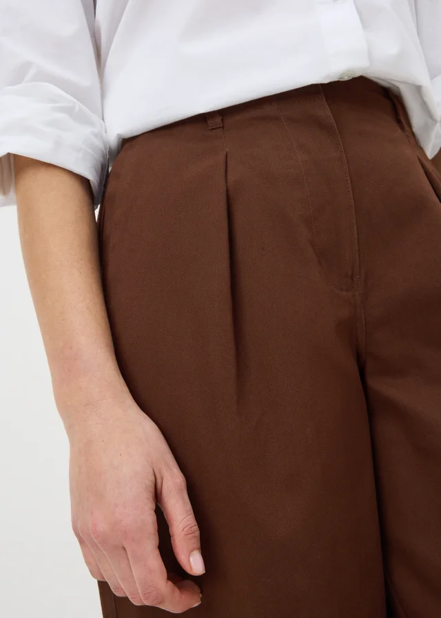Chocolate Brown Culotte Barrel Trousers