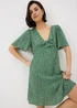 Green Ditsy Floral Print Mini Tea Dress - 8 Image 1
