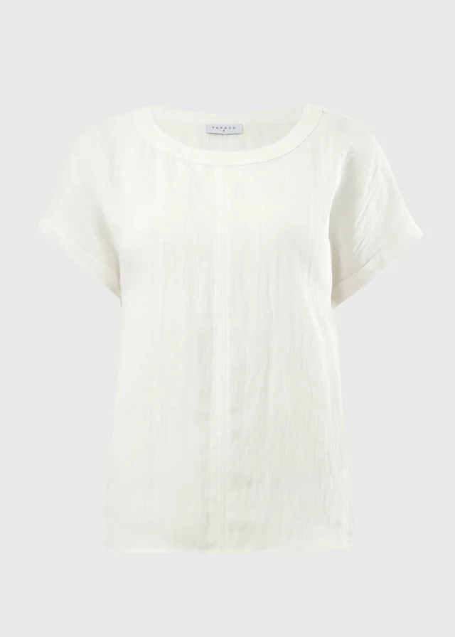 Cream Textured Box Top Blouse