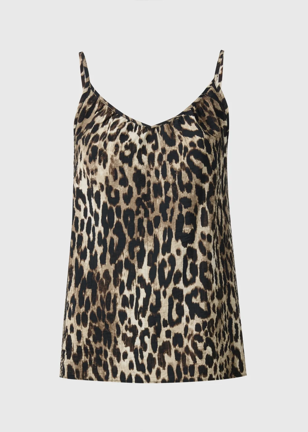Brown Leopard Print Ruched Cami Top - Size 8 Image 1