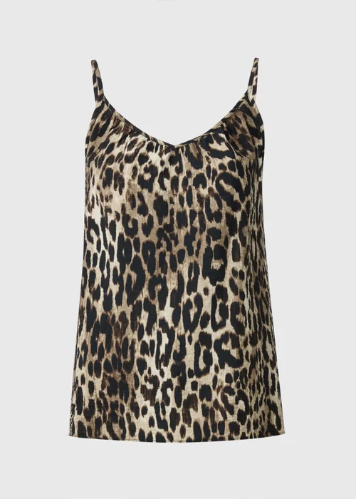 Brown Leopard Print Ruched Cami Top - 18 Image 3