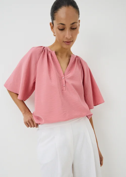Pink Angel Sleeve Popover Blouse - 8 Image 1