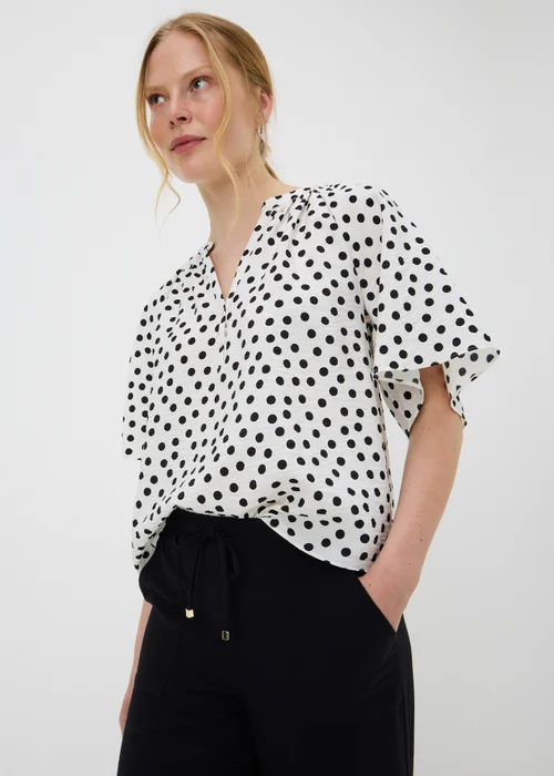 Cream Polka Dot Angel Sleeve Popover Blouse - 8 Image 2