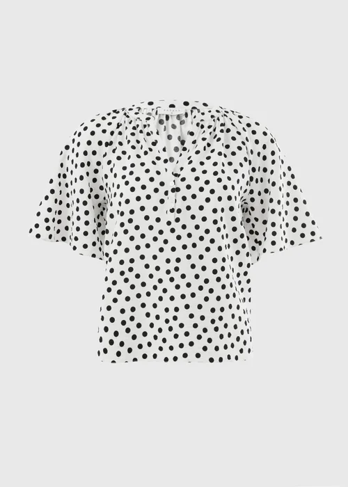 Cream Polka Dot Angel Sleeve Popover Blouse - 8 Image 4