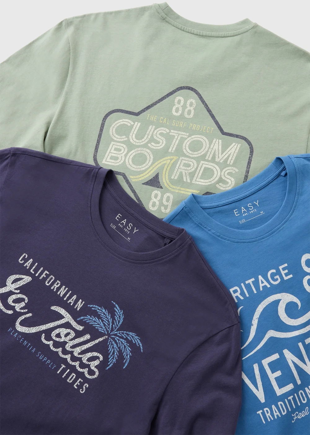 3 Pack Blue Surf Graphic T-Shirts - S Image 5