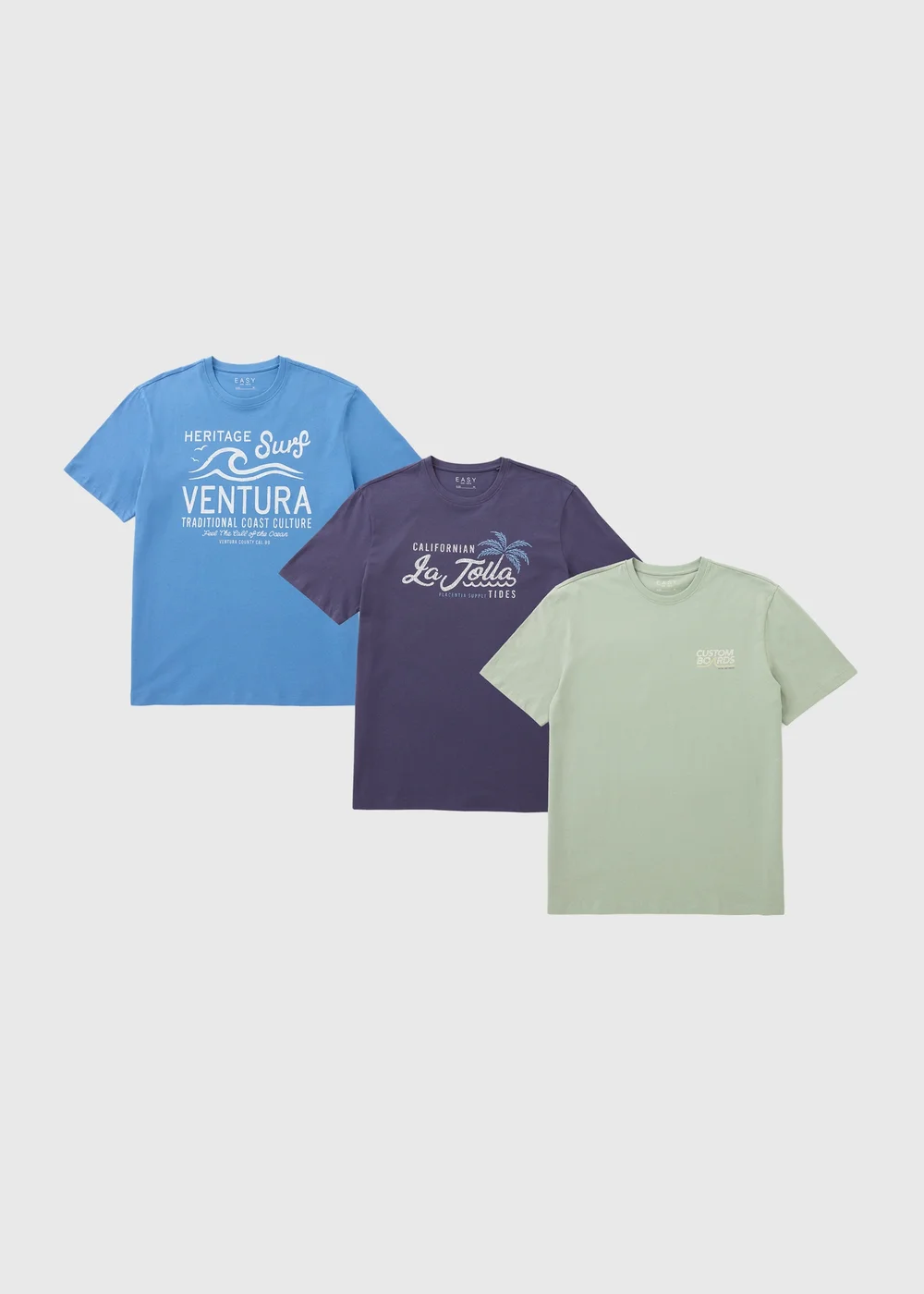 3 Pack Blue Surf Graphic T-Shirts - S Image 1
