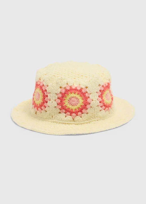 Girls Cream Crochet Bucket Hat (3-13yrs) - 7-10 Yrs Image 1