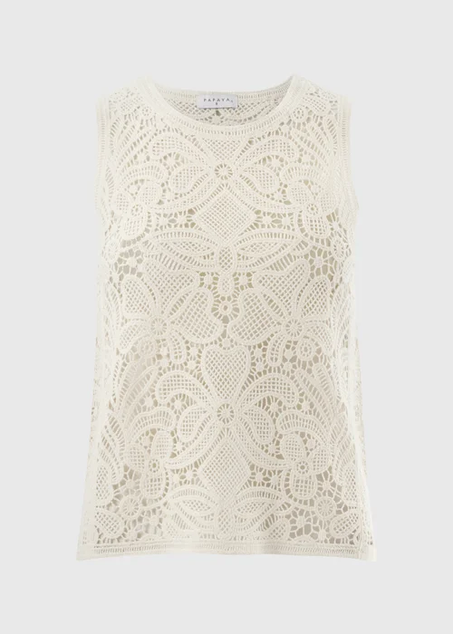 White Crochet Vest Top - 14 Image 4