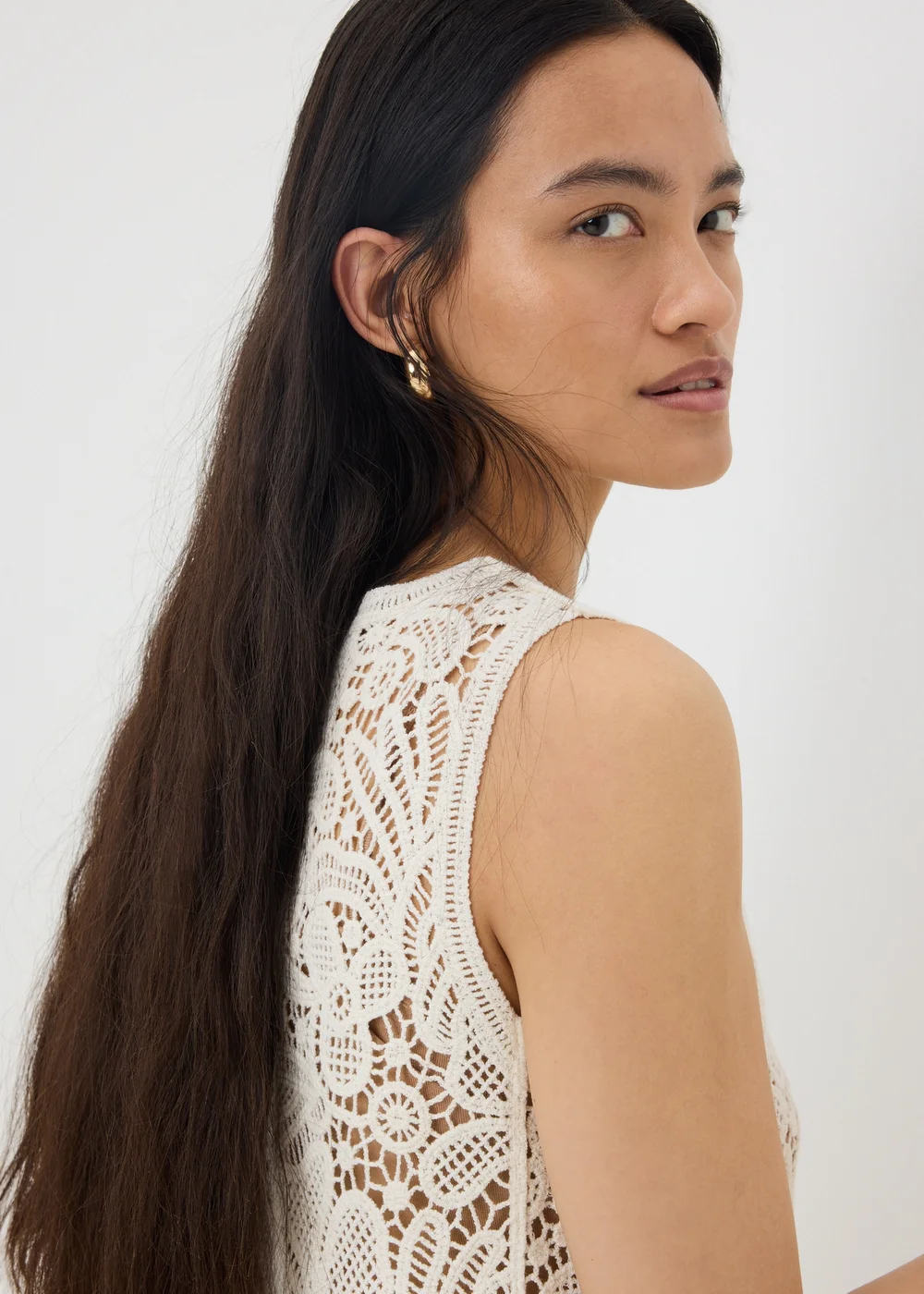 White Crochet Vest Top - 14 Image 3