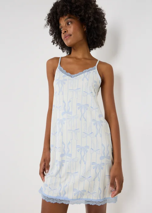 Cream Bow Print Chemise Nightie - XS Image 1