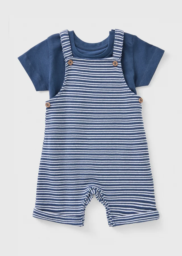 Baby Blue Stripe Top & Dungaree Set (Newborn-23mths)