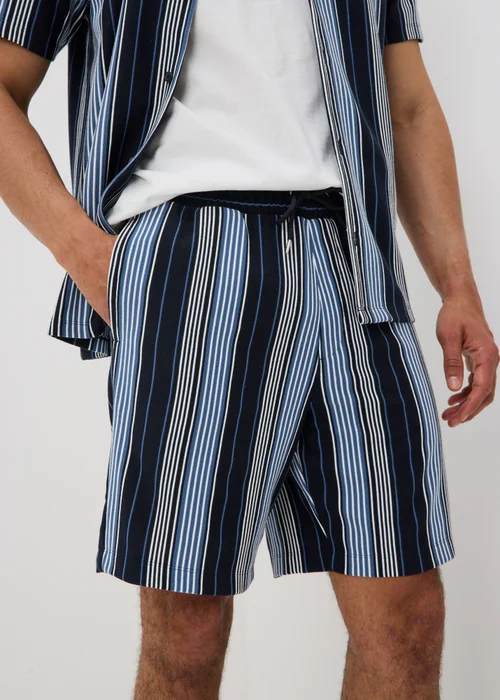 Navy Vertical Stripe Co Ord Shorts - M Image 3