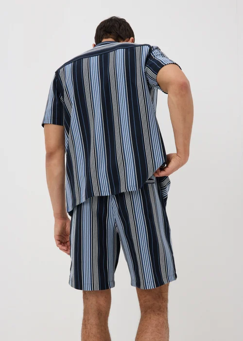 Navy Vertical Stripe Co Ord Shorts - M Image 2