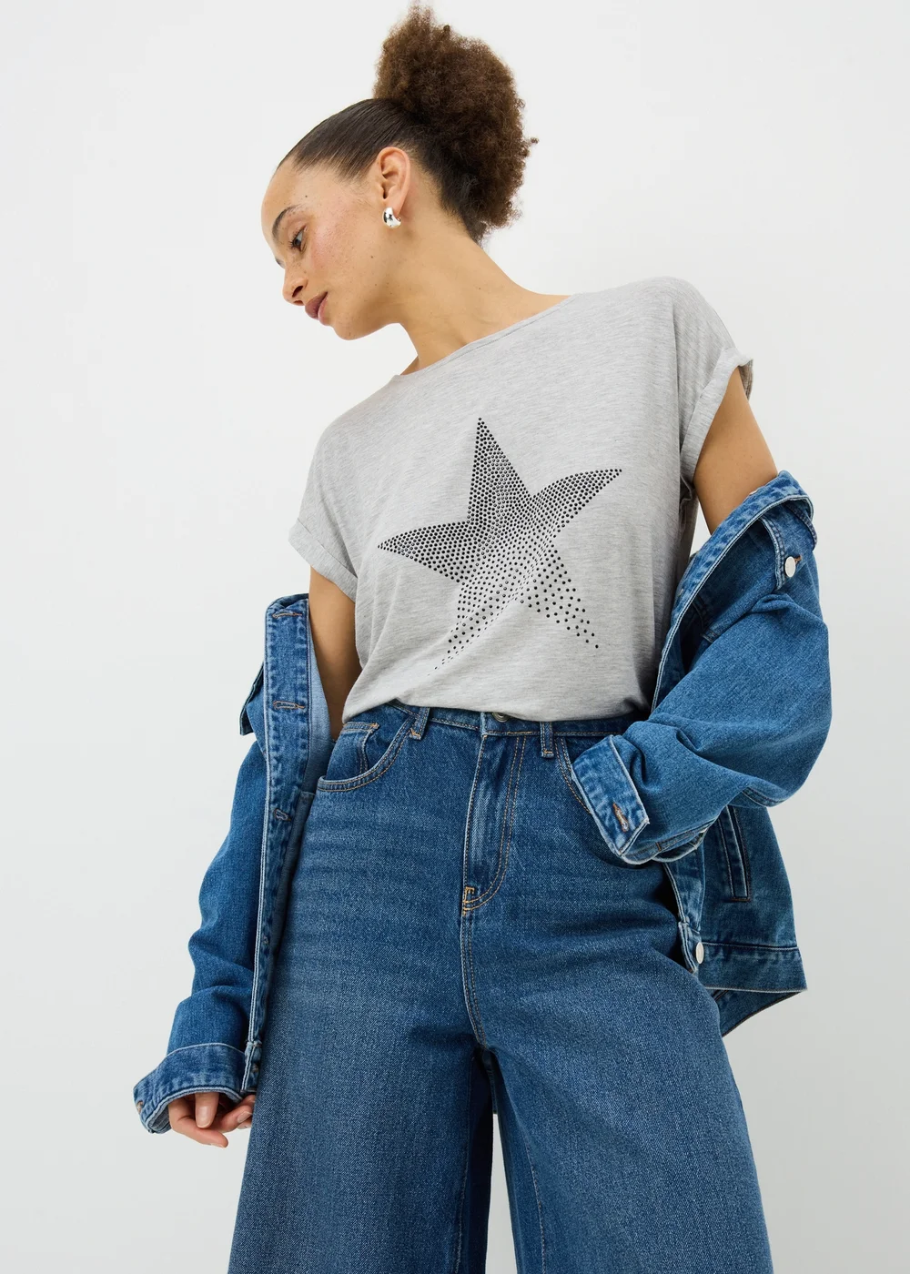 Grey Star Stud T-Shirt - 14 Image 1