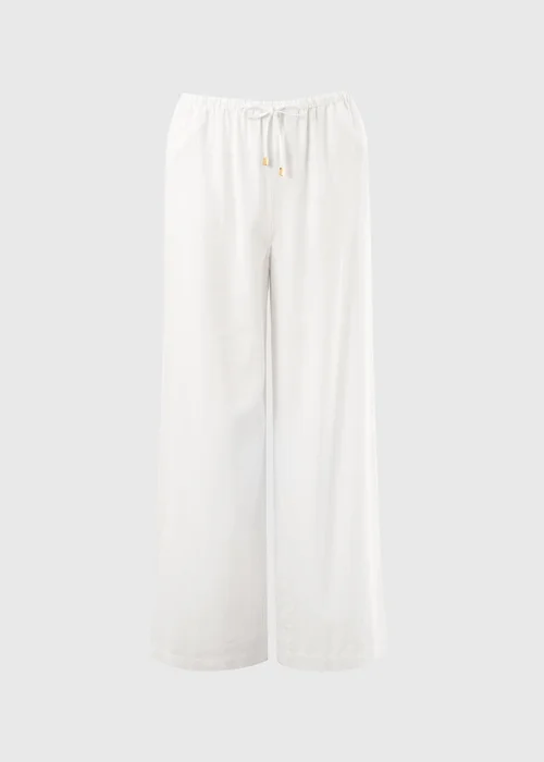 White Linen Blend Wide Leg Trousers - Size 08 29 leg Image 4