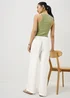 White Linen Blend Wide Leg Trousers - Size 08 29 leg Image 3