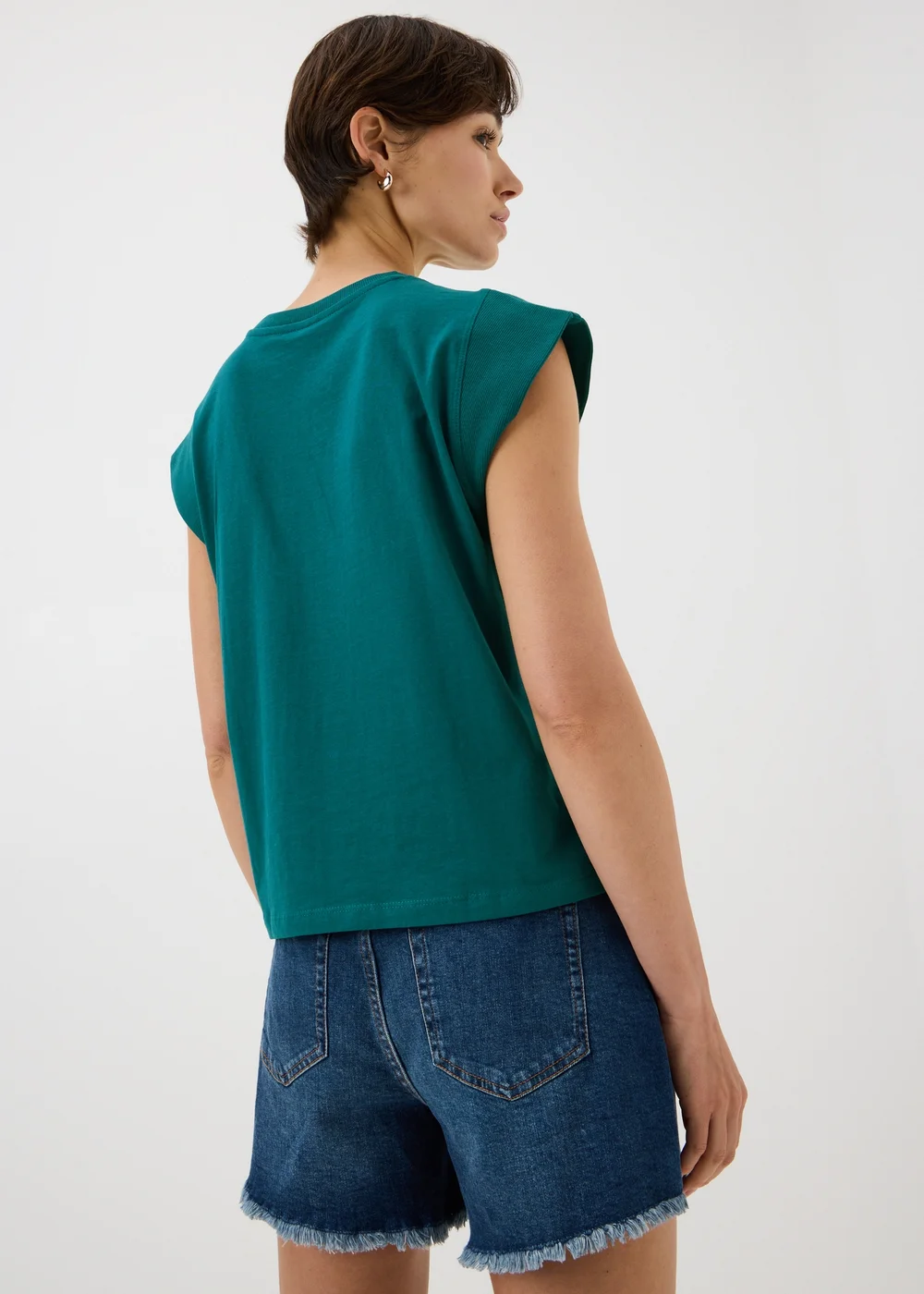 Teal Ribbed Trim T-Shirt - 8 Image 2