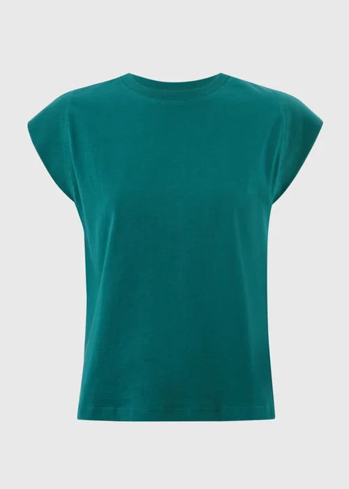 Teal Ribbed Trim T-Shirt - 8 Image 4