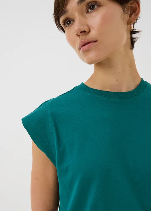 Teal Ribbed Trim T-Shirt - 8 Image 3