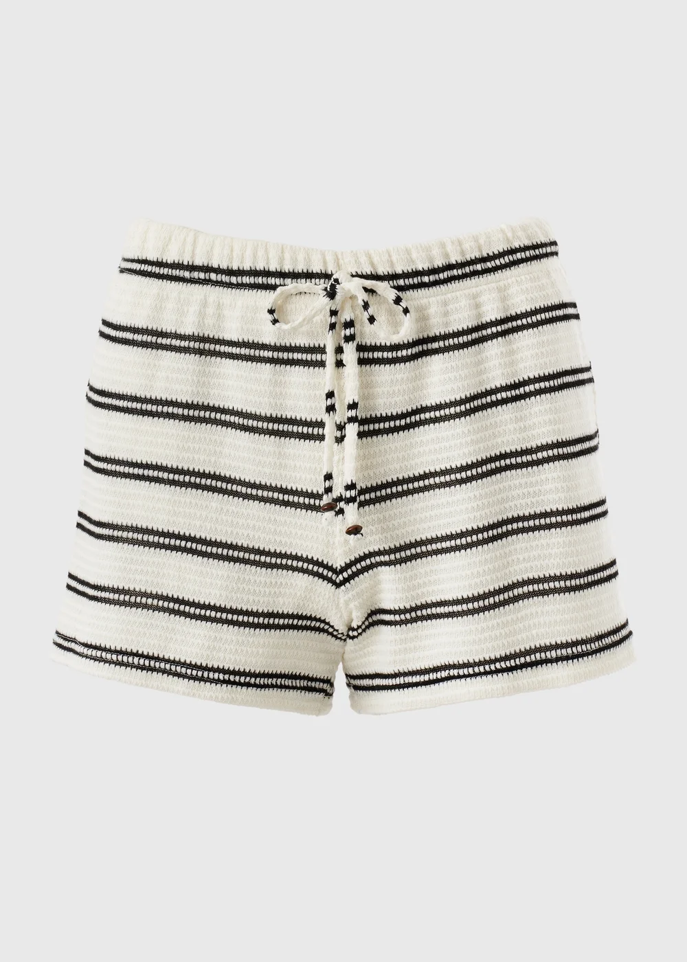 Black & White Stripe Textured Co Ord Shorts - XL Image 4