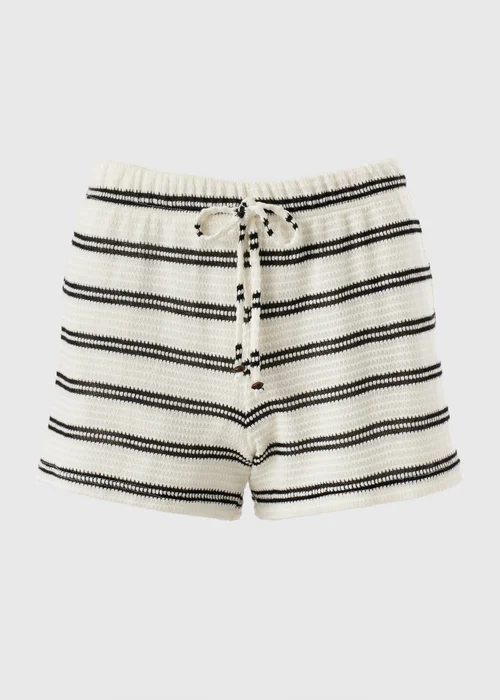 Black & White Stripe Textured Co Ord Shorts - XL Image 4