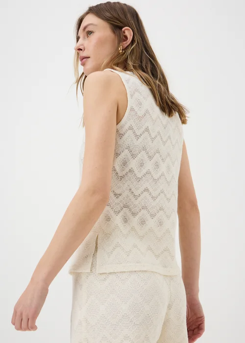 Cream Zig Zag Waistcoat Co Ord Top - S Image 2