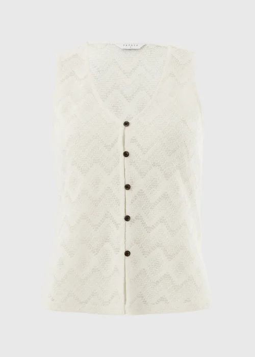 Cream Zig Zag Waistcoat Co Ord Top - S Image 4