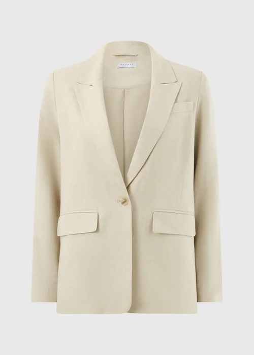 Oatmeal Linen Blend Blazer - 8 Image 4