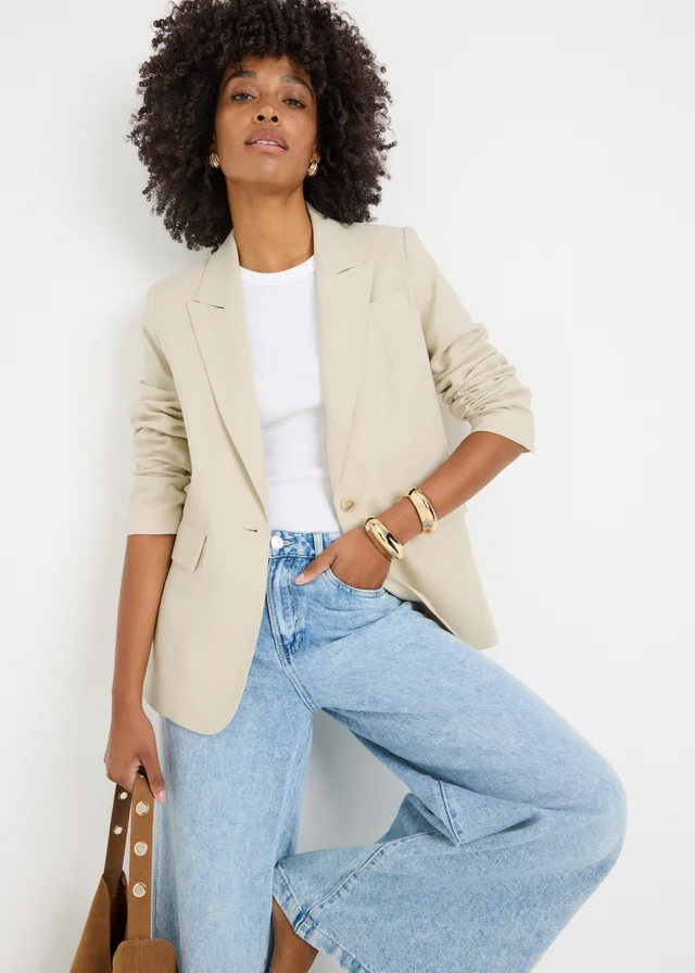 Oatmeal Linen Blend Blazer