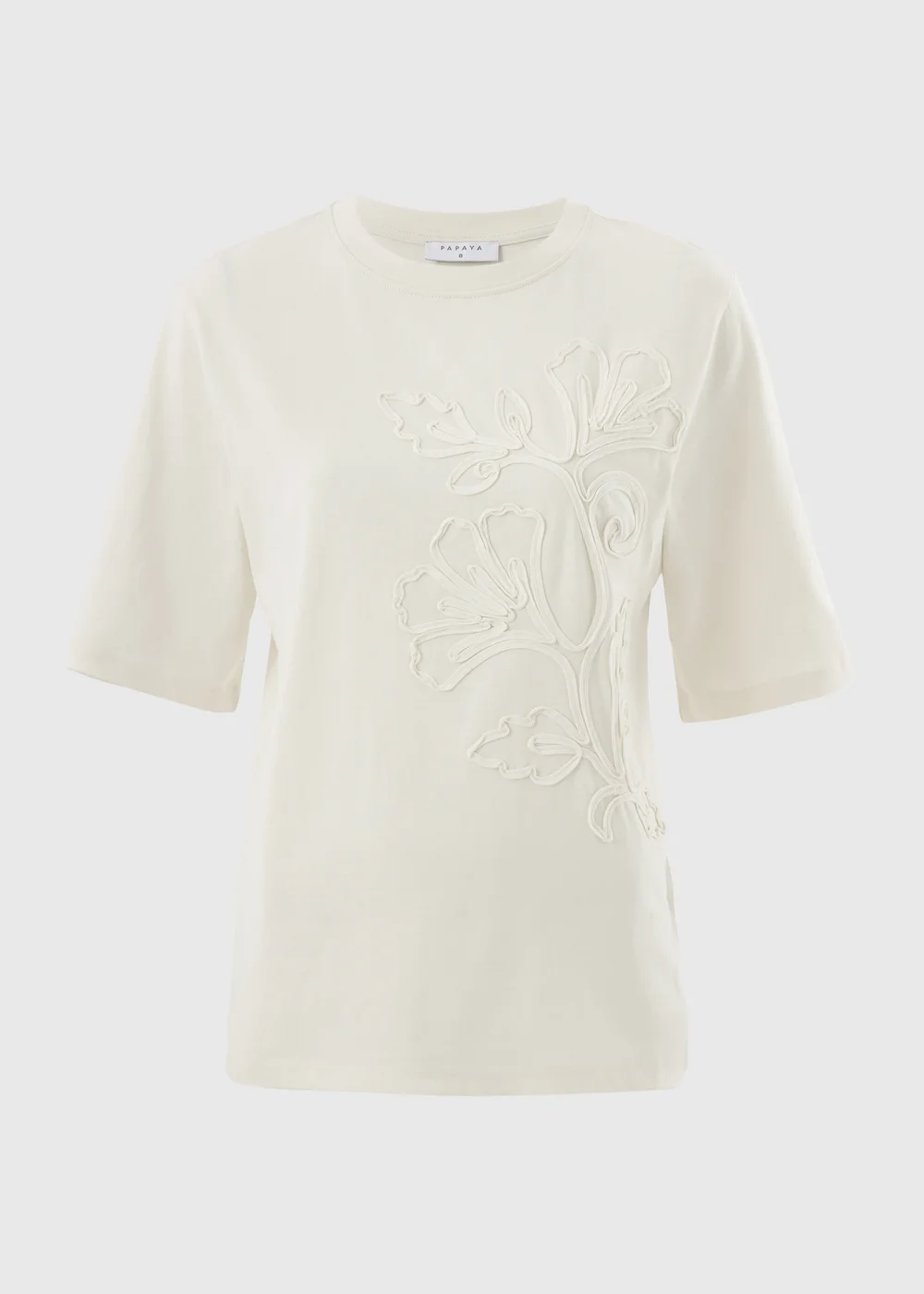 White Cornelli Flower Embellished T-Shirt - 8 Image 4