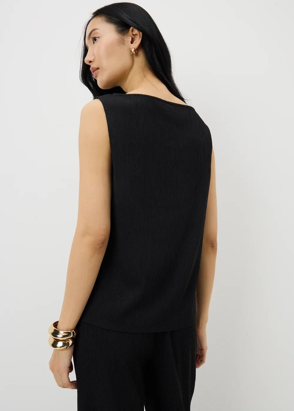 Black Textured Co Ord Vest Top - 10 Image 2
