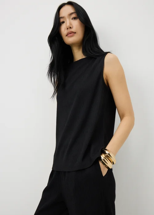 Black Textured Co Ord Vest Top - 10 Image 1