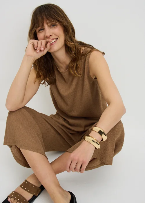 Taupe Textured Co Ord Vest Top - 8 Image 1