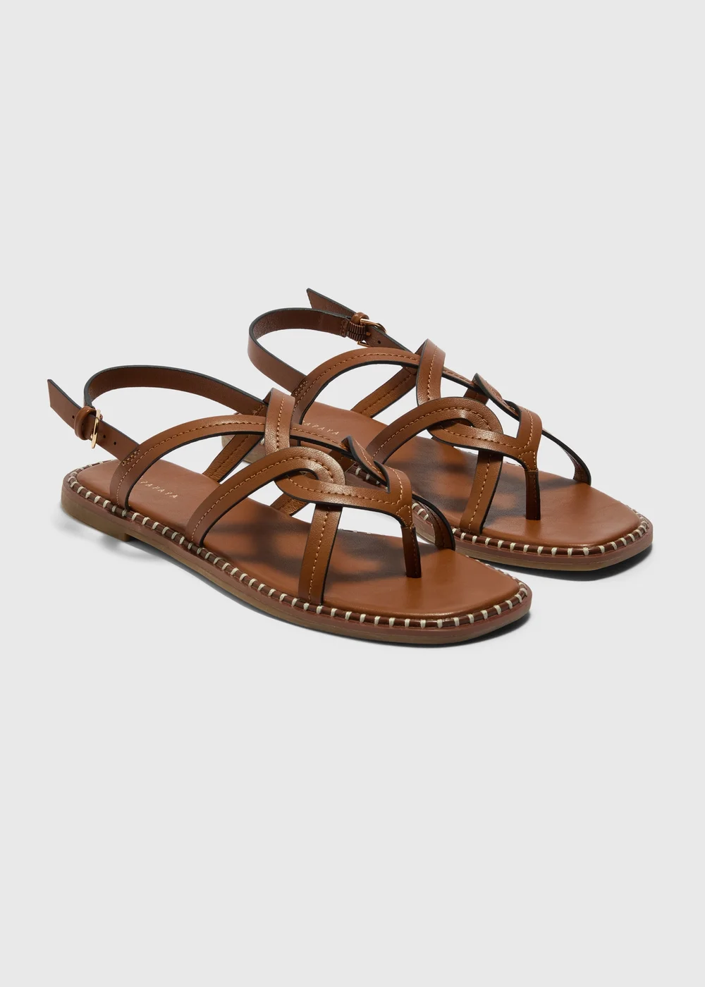 Tan Whipstitch Gladiator Sandals - 3 Image 1