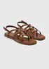 Tan Whipstitch Gladiator Sandals - 3 Image 1